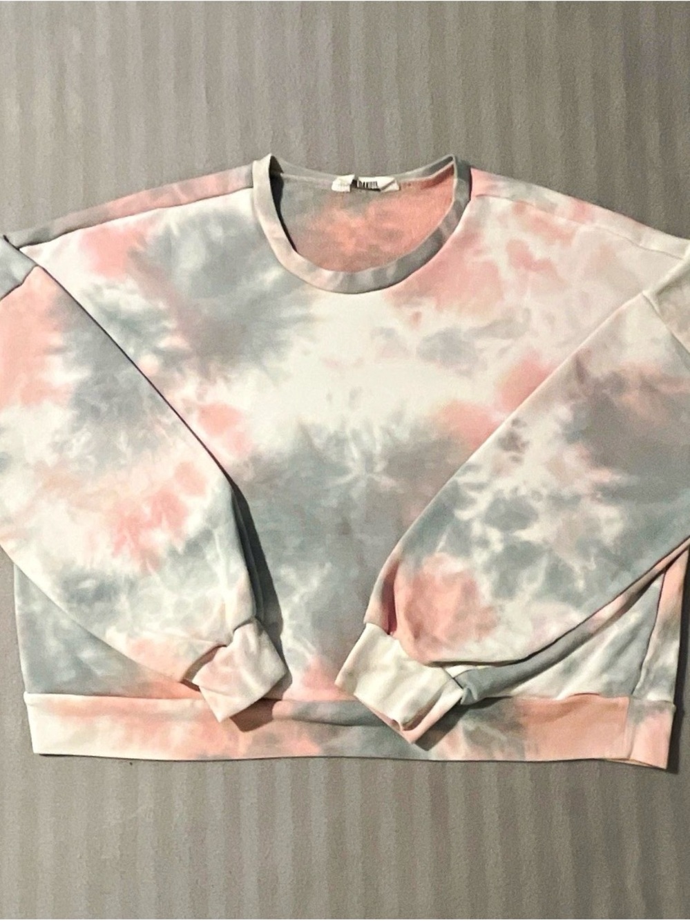BB Dakota Pastel Tie-Dye Crewneck Sweatshirt - Pink & Gray